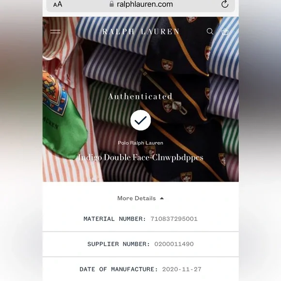 RECENT Polo Ralph Lauren Indigo Double Face Shirt L - Picture 5 of 5